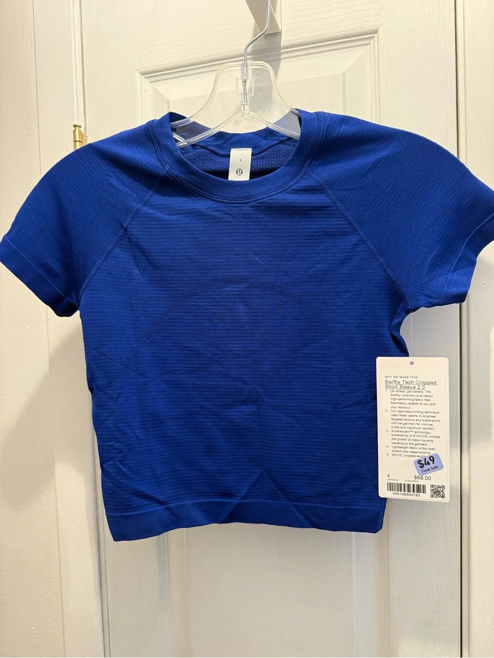 Lululemon Swiftly Tech Cropped Short Sleeve 2.0 Club Blue